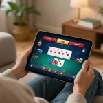 Engaging online poker game experience at home with tablet, showcasing 789F's features