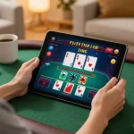 Engaging live dealer game on https://xo88tv.com/ showcasing a cozy home gaming mood with strategic focus.