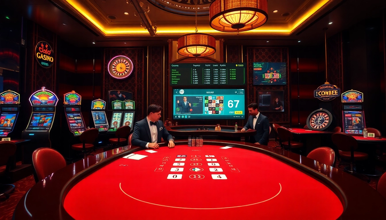 Experience the excitement of winning at QQ88 COM with a vibrant casino scene featuring players and games.