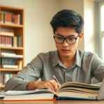 Pay someone to take GRE for me with a student studying diligently in a bright, academic space.