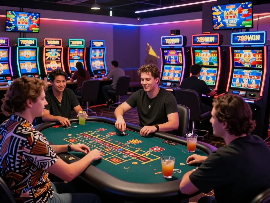 Exciting online gaming atmosphere at 789win with players enjoying live casino and sports betting.