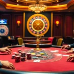 Exciting casino action at a poker table capturing the thrill of 98win with vibrant colors.