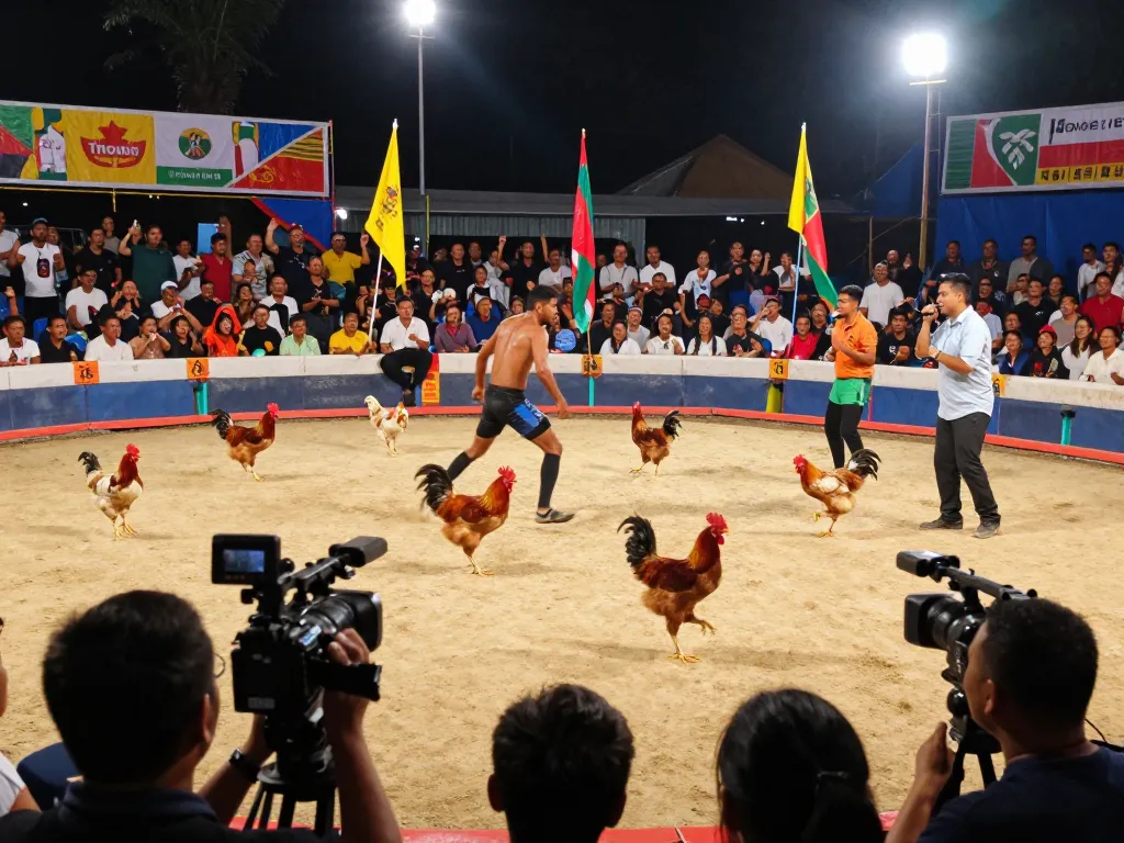 az888 trực tiếp đá gà thomo showcasing a vibrant chicken fighting match with enthusiastic spectators and expert commentary.