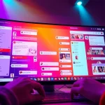Dynamic depiction of nsfw chat ai platforms featuring user interactions and vibrant colors.
