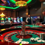 Exciting casino scene with 68VIP gamblers at roulette, showcasing luxury and thrill.