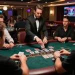 GG88 đăng nhập to an online live dealer blackjack game with engaging dealer and players.