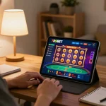 Engaging with the 789BET app on a tablet, showcasing an exciting online gambling experience