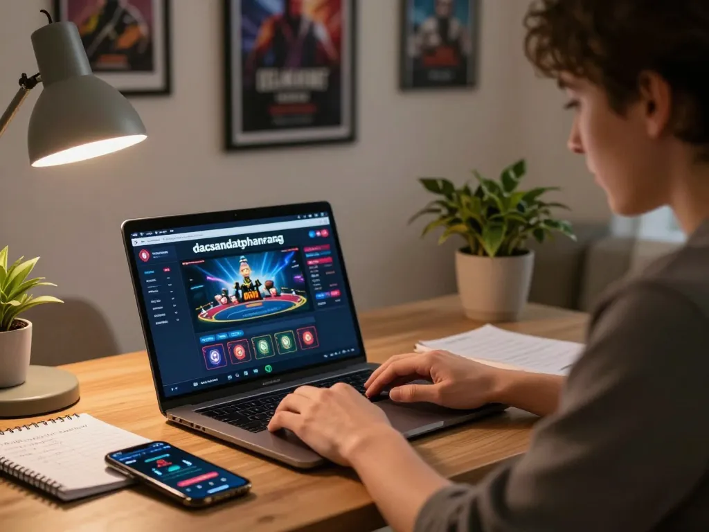 Engaged player analyzing bankroll strategies on dacsandatphanrang's online casino platform