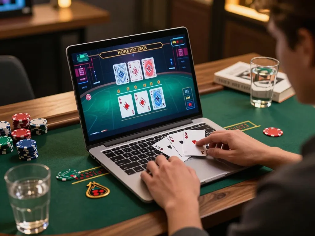 Engaged player at TG88 enjoying live dealer blackjack in a stylish gaming setup, showcasing immersive online gambling.