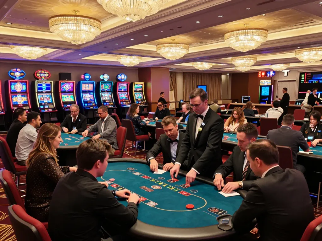 Engaged players at CM88 TRANG CHỦ poker tables in a bustling casino atmosphere