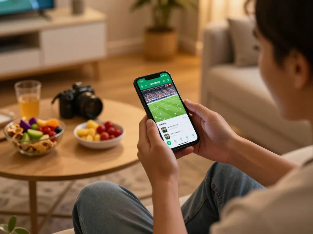 Watch live football on VUASANCO app during an exciting home viewing party.