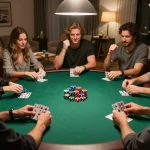 players enjoying a poker game night at home, showcasing lc88 bio