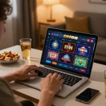 Engaging at-home online gaming scene with DH88 betting interface premium display.