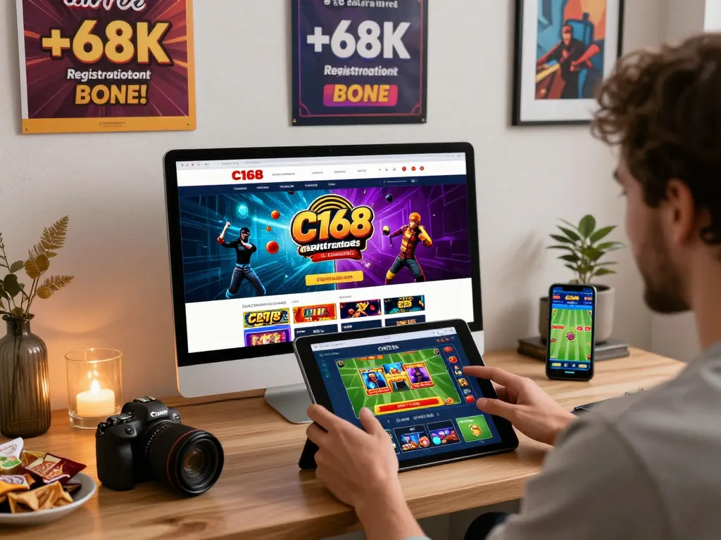 C168 online gambling experience with user engaging in sports betting and casino games.