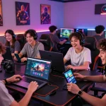 Players enjoying diverse games on 789club in a vibrant gaming lounge atmosphere.
