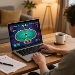 Engaging in a live dealer game at Go8, showcasing a focused online poker session