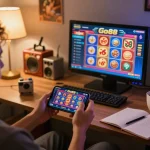 Person enjoying a fun gaming session on the Go88 app for mobile casino slots in a cozy environment.