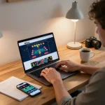 A player engaging with live dealer games on the 789win platform from home, showcasing an immersive online gambling experience