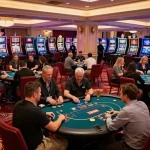 Engage with thrilling gameplay at TR88 casino, showcasing vibrant poker tables and lively atmosphere.