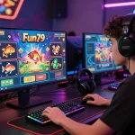 Engaging player enjoying nhà cái fun79 gaming experience with vibrant visuals.
