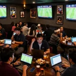 Bongdalu patrons engaged in live sports betting with real-time updates and match statistics.