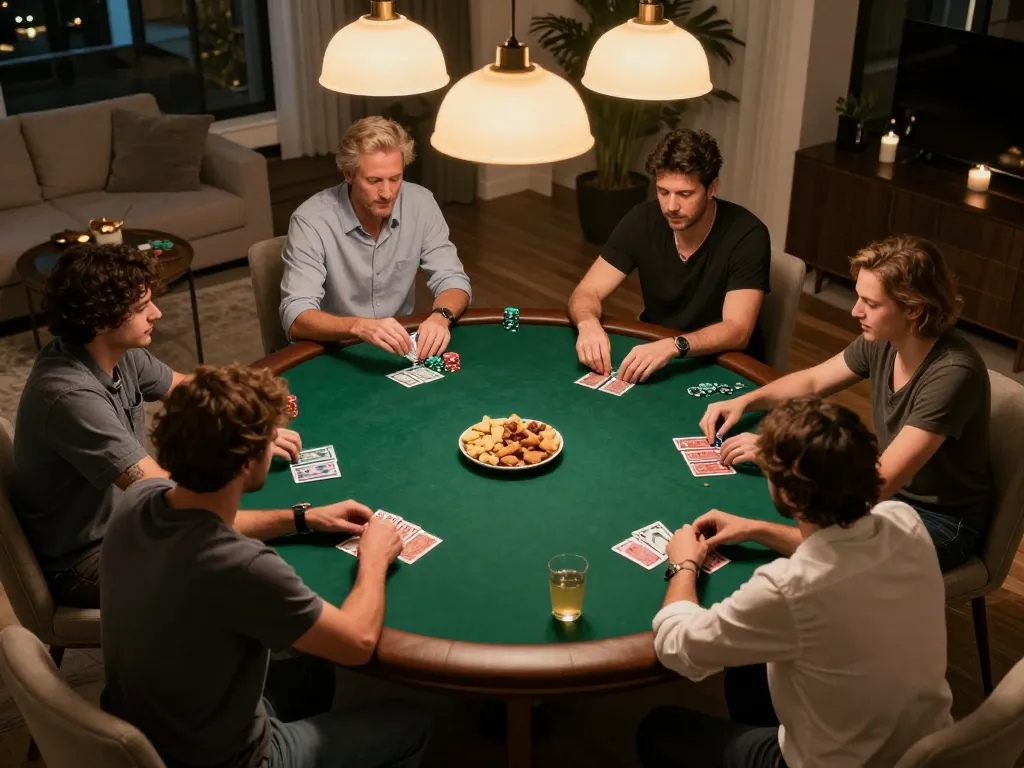 88vv home poker night featuring players in a cozy setting, engaged in strategic gameplay and camaraderie