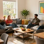Students enjoying their time in comfortable, modern student accommodation Northampton with vibrant decor.