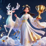 B52 Club features a vibrant 3D illustration showcasing a woman in hanfu amidst dynamic gaming elements, enhancing your betting experience.