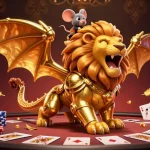 Engage in thrilling game bài with a dynamic scene featuring poker characters and elements.