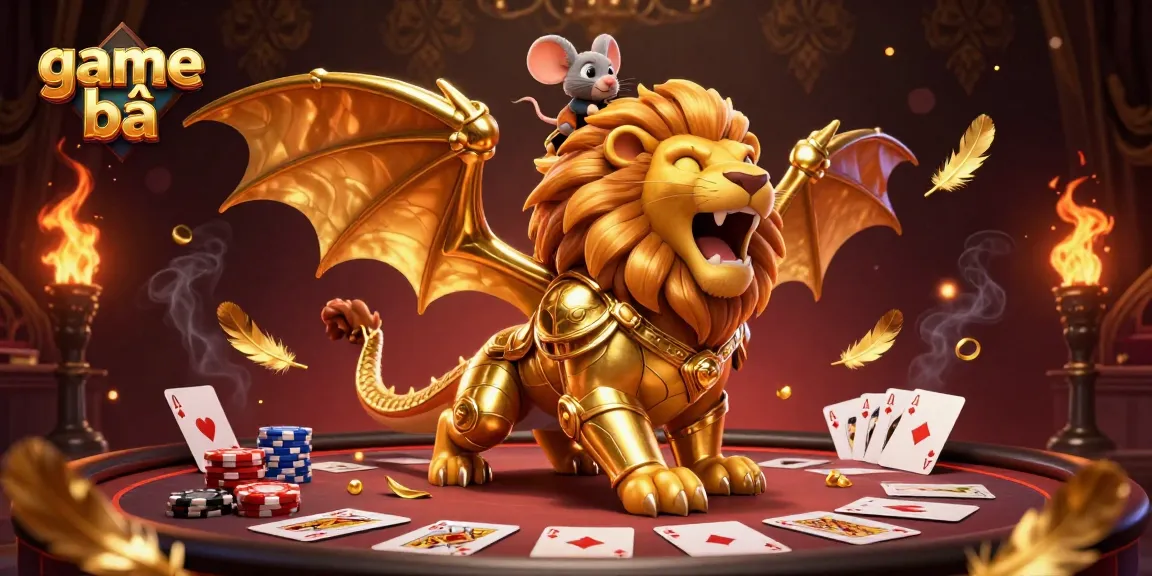 Engage in thrilling game bài with a dynamic scene featuring poker characters and elements.