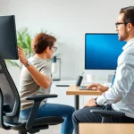 Learn how to improve posture with ergonomist demonstrating ideal sitting posture.