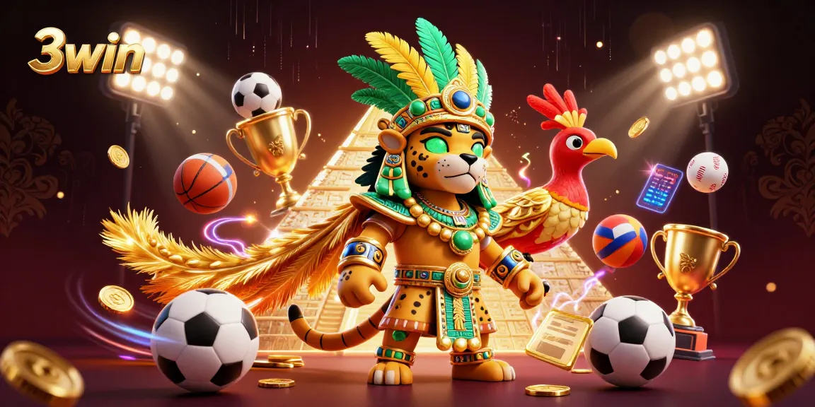 Experience the excitement of 3win with dynamic sports betting action and vibrant characters.