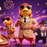 Experience excitement at f168 with vibrant casino action and dynamic characters in a colorful scene.