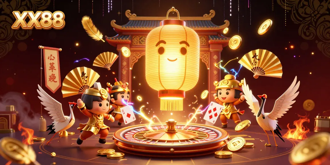 Engage with the exciting world of XX88 as the giant lantern spirit illuminates the vibrant online casino atmosphere.