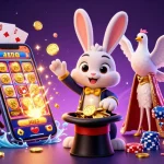 Engaging illustration of top credit card casinos showcasing a magician rabbit, dove, and monkey amidst casino elements.