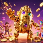 Experience the excitement of new online pokies Australia with the golden golem and vibrant casino elements.